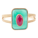 Green Onyx Stacked Red Quartz Golden Cuff Bracelet - Barse Jewelry - Flyclothing LLC