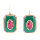 Green Onyx Stacked Red Stone Golden Drop Earrings - Barse Jewelry - Flyclothing LLC