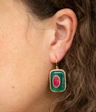 Green Onyx Stacked Red Stone Golden Drop Earrings - Barse Jewelry - Flyclothing LLC