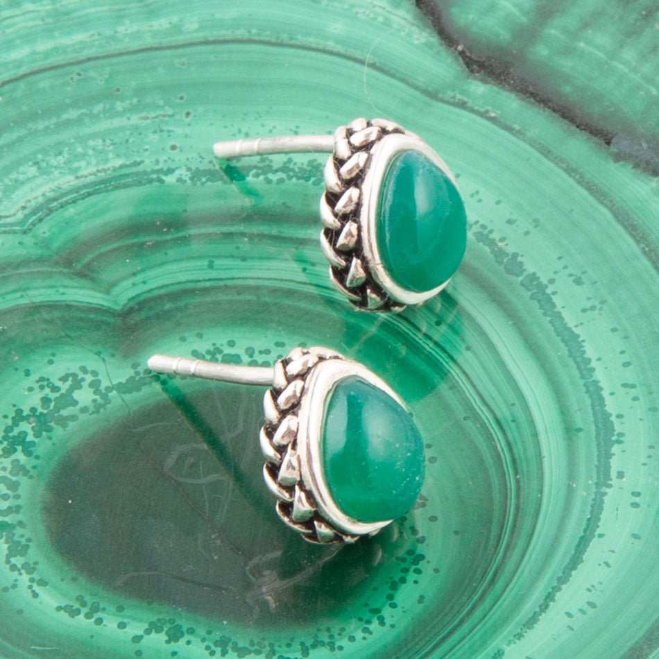 Green Onyx Teardrop Post Earrings - Barse Jewelry - Flyclothing LLC