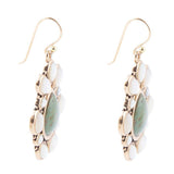 Green Turquoise and White Mother of Pearl Golden Bronze Drop Earrings - Barse Jewelry - Flyclothing LLC