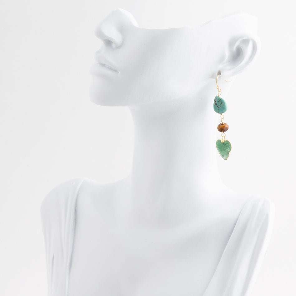 Grotto Green Agate Colorful Golden Drop Earrings - Barse Jewelry - Flyclothing LLC
