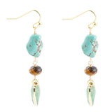 Grotto Green Agate Colorful Golden Drop Earrings - Barse Jewelry - Flyclothing LLC
