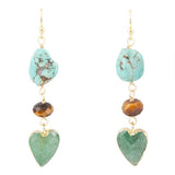 Grotto Green Agate Colorful Golden Drop Earrings - Barse Jewelry - Flyclothing LLC