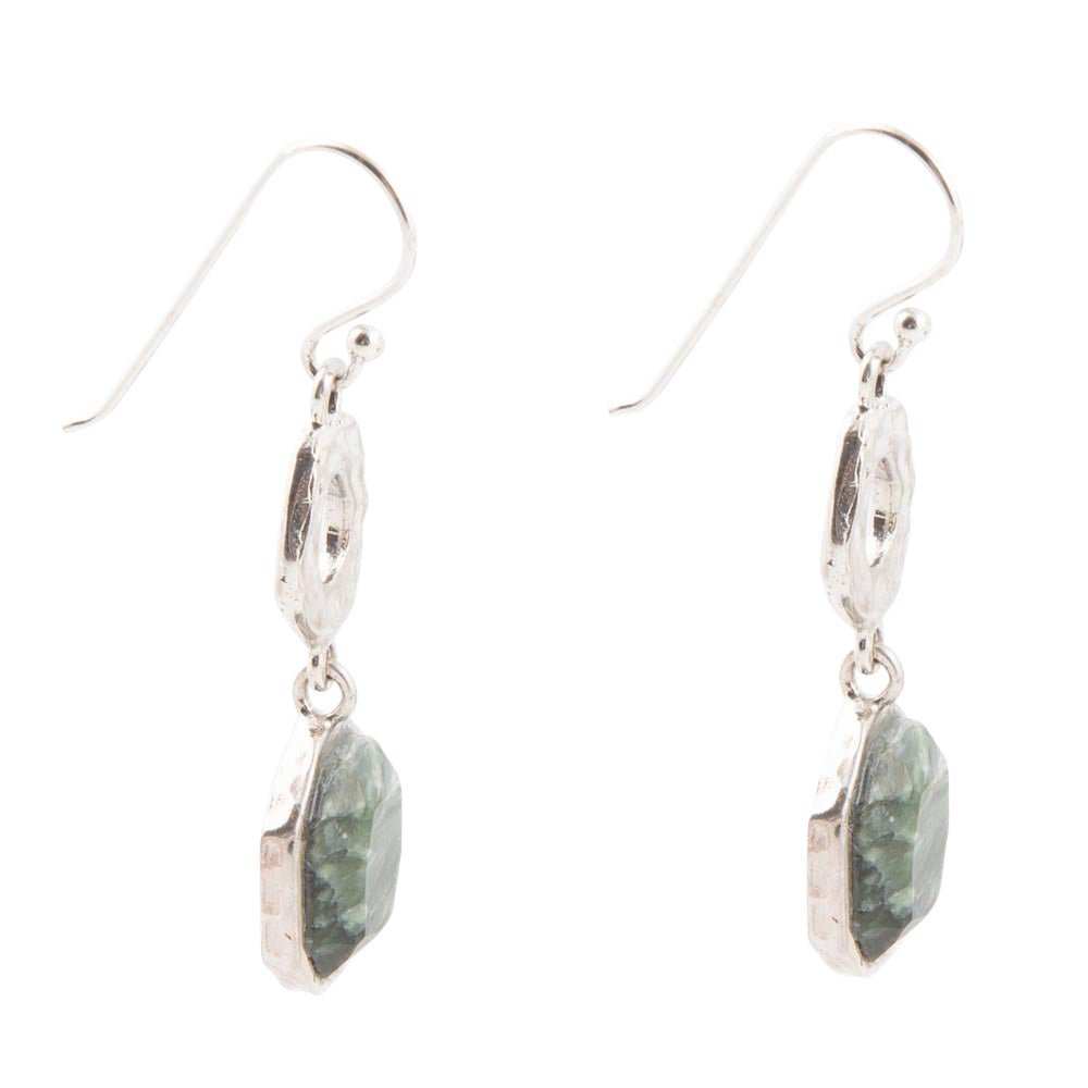Hammered Green Seraphinite and Sterling Silver Drop Earrings - Barse Jewelry - Flyclothing LLC