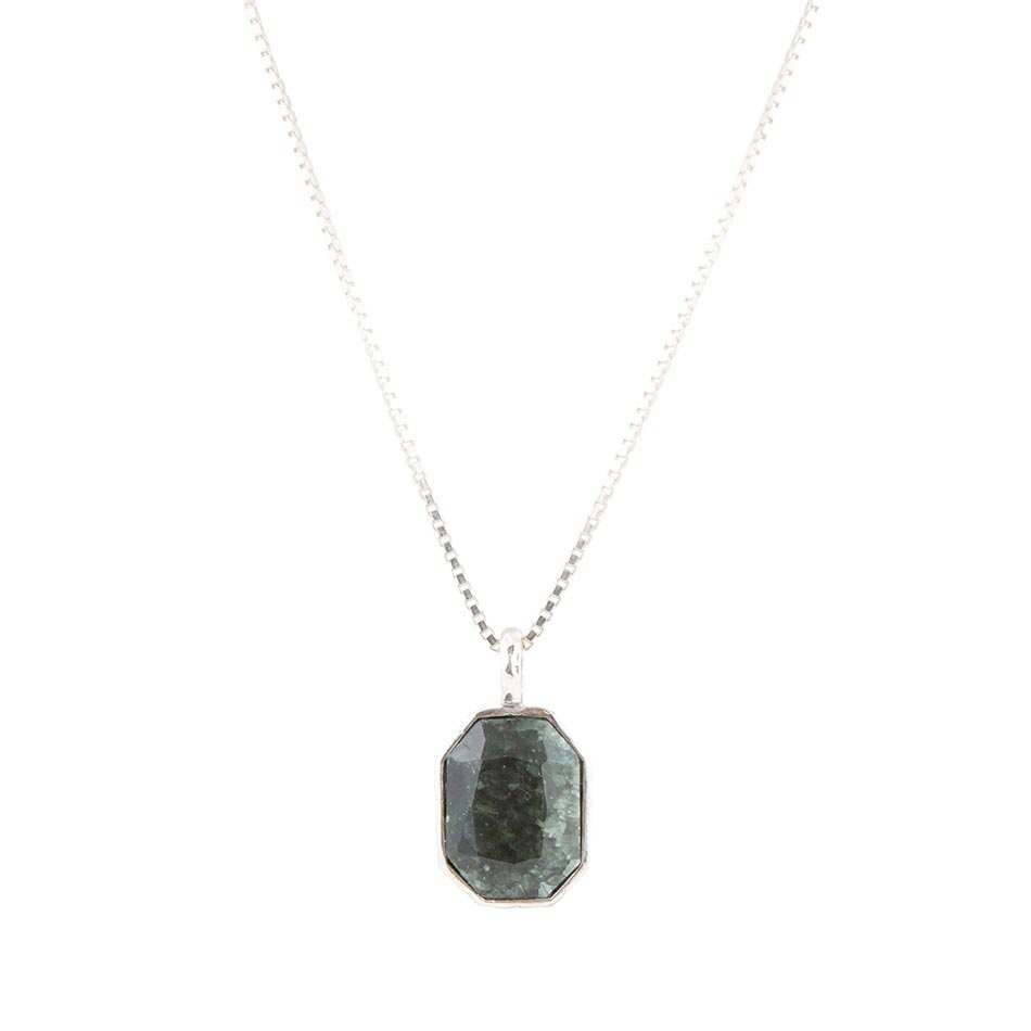 Hammered Green Seraphinite and Sterling Silver Pendant Necklace - Barse Jewelry - Flyclothing LLC