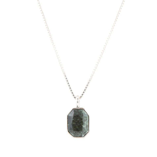Hammered Green Seraphinite and Sterling Silver Pendant Necklace - Barse Jewelry - Flyclothing LLC