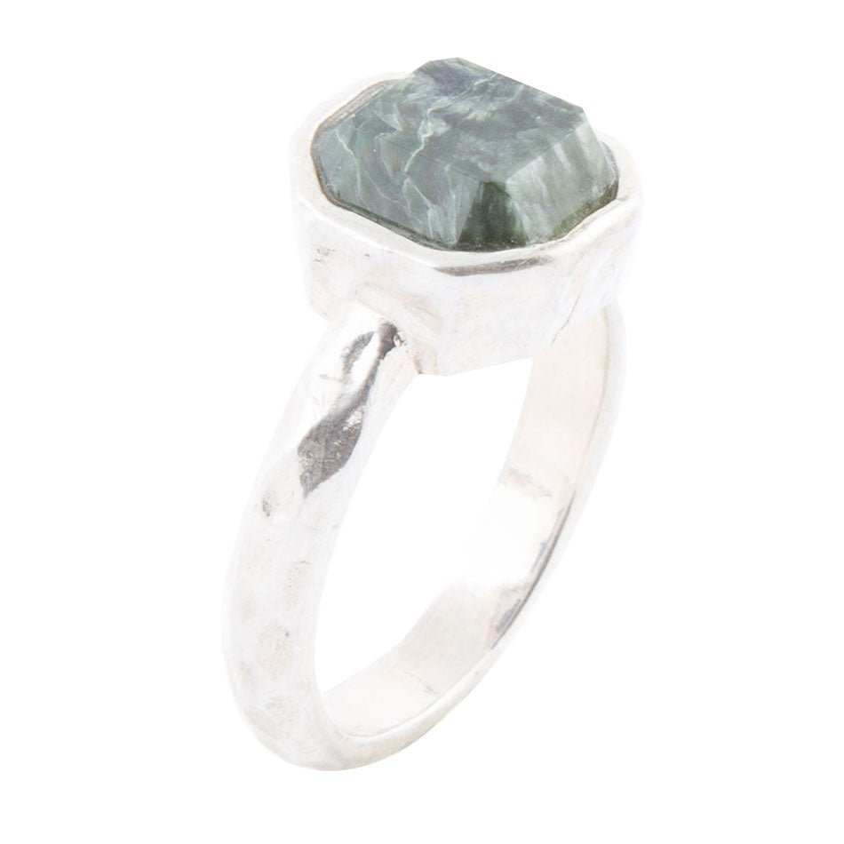 Hammered Green Seraphinite Sterling Silver Ring - Barse Jewelry - Flyclothing LLC