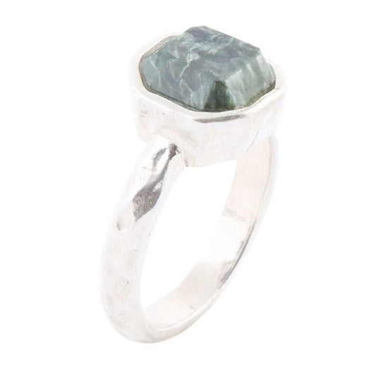 Hammered Green Seraphinite Sterling Silver Ring - Barse Jewelry - Flyclothing LLC