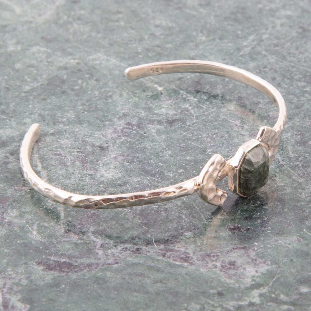 Hammered Green Seraphinite and Sterling Silver Cuff Bracelet - Barse Jewelry - Flyclothing LLC