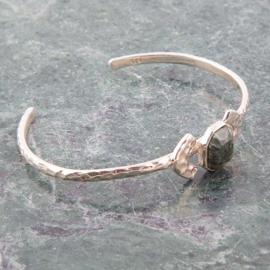 Hammered Green Seraphinite and Sterling Silver Cuff Bracelet - Barse Jewelry - Flyclothing LLC