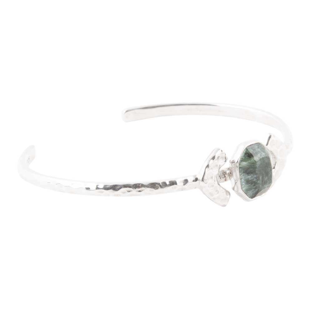Hammered Green Seraphinite and Sterling Silver Cuff Bracelet - Barse Jewelry - Flyclothing LLC