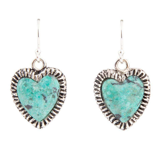 Heart Blue Chrysocolla Sterling Silver Drop Earrings - Barse Jewelry - Flyclothing LLC