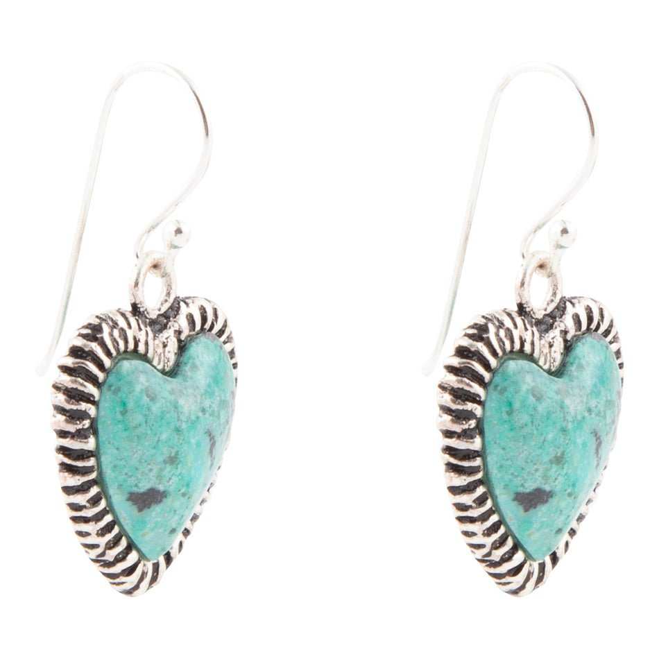 Heart Blue Chrysocolla Sterling Silver Drop Earrings - Barse Jewelry - Flyclothing LLC