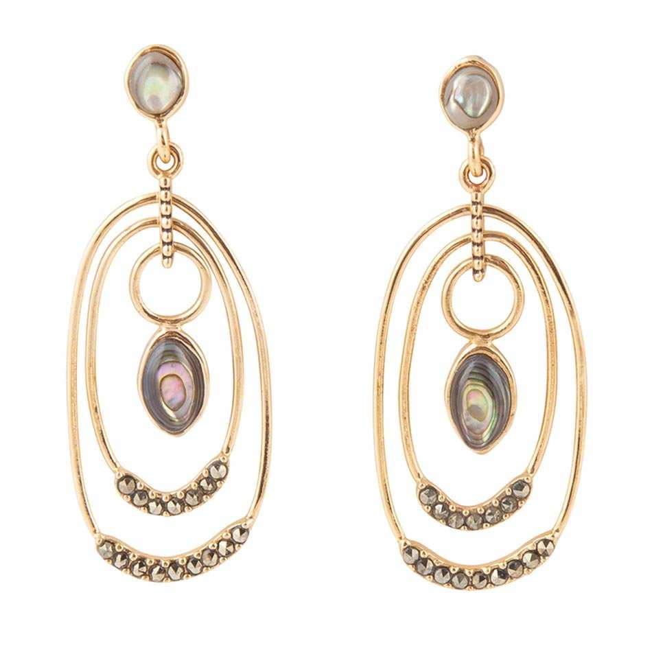 Henle Green Abalone Chandelier Golden Drop Earrings - Barse Jewelry - Flyclothing LLC
