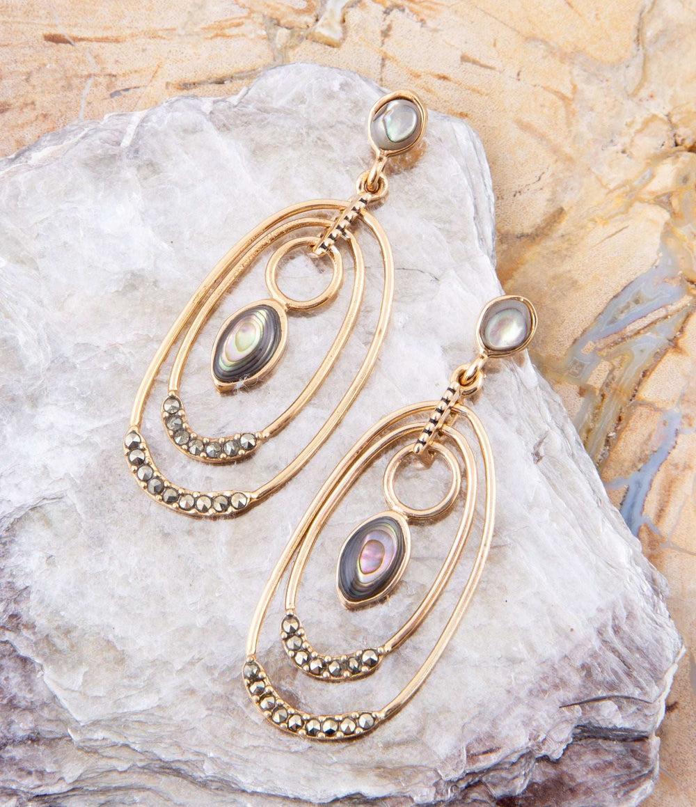 Henle Green Abalone Chandelier Golden Drop Earrings - Barse Jewelry - Flyclothing LLC