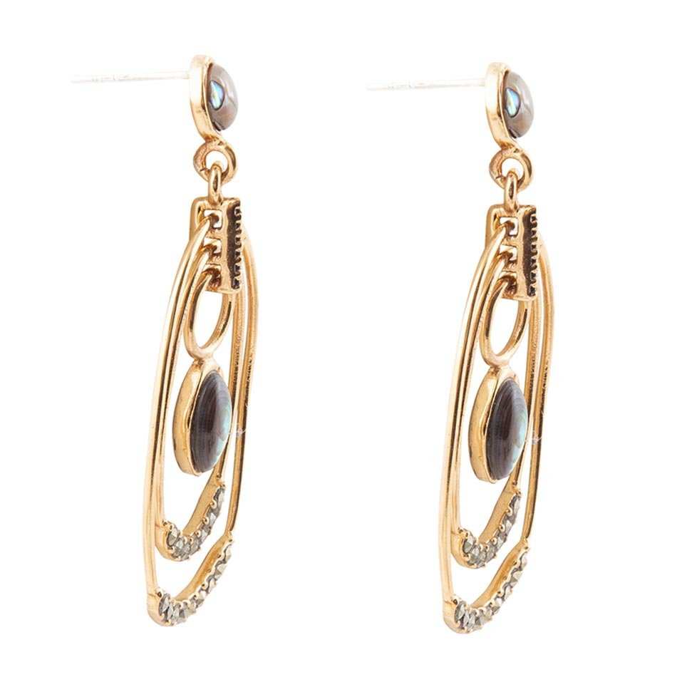 Henle Green Abalone Chandelier Golden Drop Earrings - Barse Jewelry - Flyclothing LLC