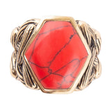 Hexagon Red Howlite Ring - Barse Jewelry - Flyclothing LLC