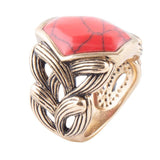 Hexagon Red Howlite Ring - Barse Jewelry - Flyclothing LLC