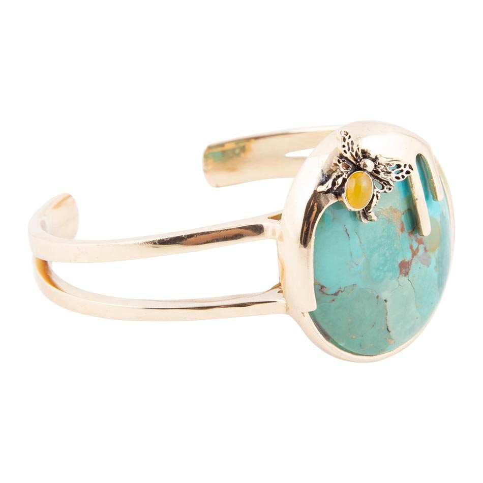 Honey Bee Blue Turquoise Golden Cuff Bracelet - Barse Jewelry - Flyclothing LLC