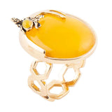Honey Bee Yellow Agate Golden Ring - Barse Jewelry - Flyclothing LLC