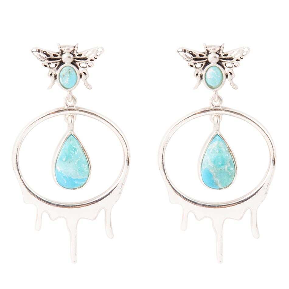 Honey Blue Turquoise Sterling Silver Drop Earrings - Barse Jewelry - Flyclothing LLC