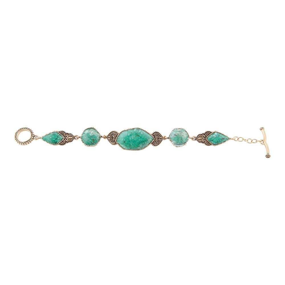 Ikkat Green Chrysocolla Golden Link Bracelet - Barse Jewelry - Flyclothing LLC