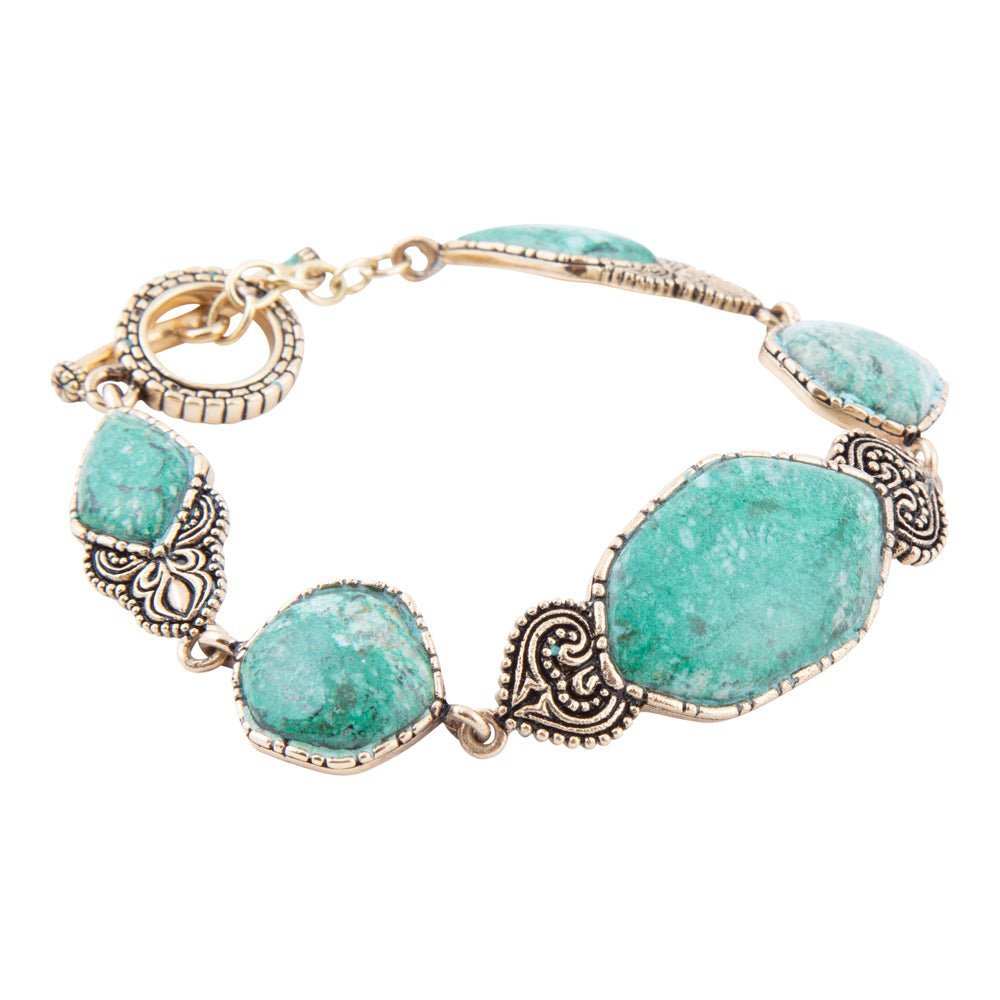 Ikkat Green Chrysocolla Golden Link Bracelet - Barse Jewelry - Flyclothing LLC