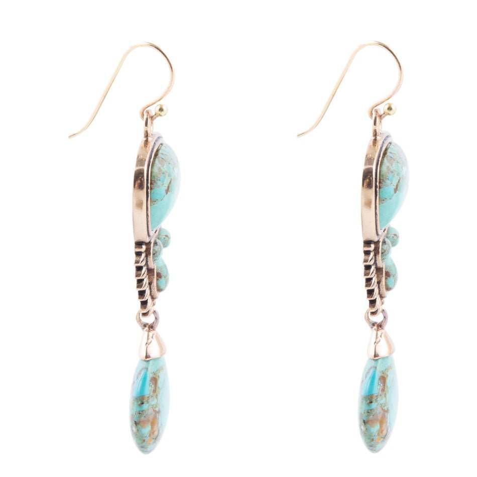 Imara Blue Turquoise and Golden Statement Earrings - Barse Jewelry - Flyclothing LLC