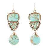 Imara Blue Turquoise and Golden Statement Earrings - Barse Jewelry - Flyclothing LLC