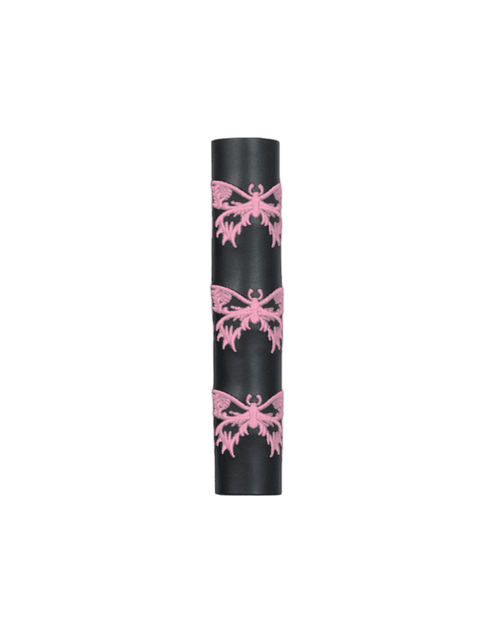Black Leather Ponytail Wrap with Pink Butterflies - Unik Just for Bikers - Flyclothing LLC