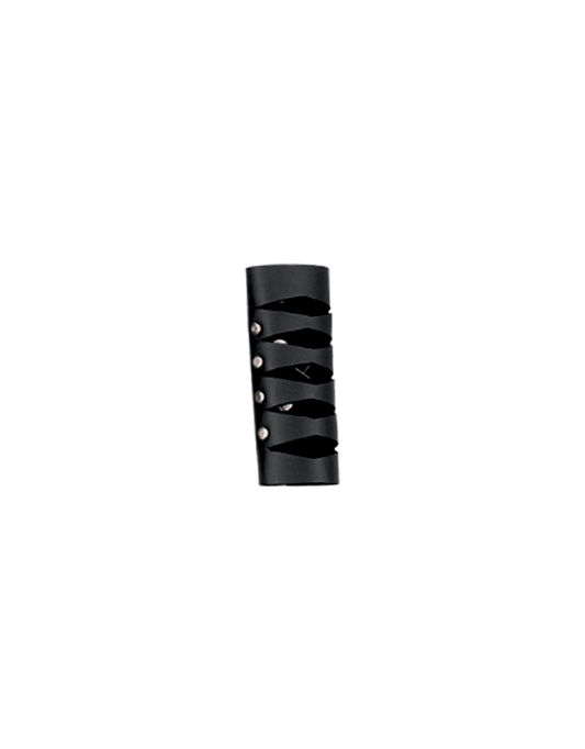 Black leather ponytail wrap - Unik Just for Bikers - Flyclothing LLC