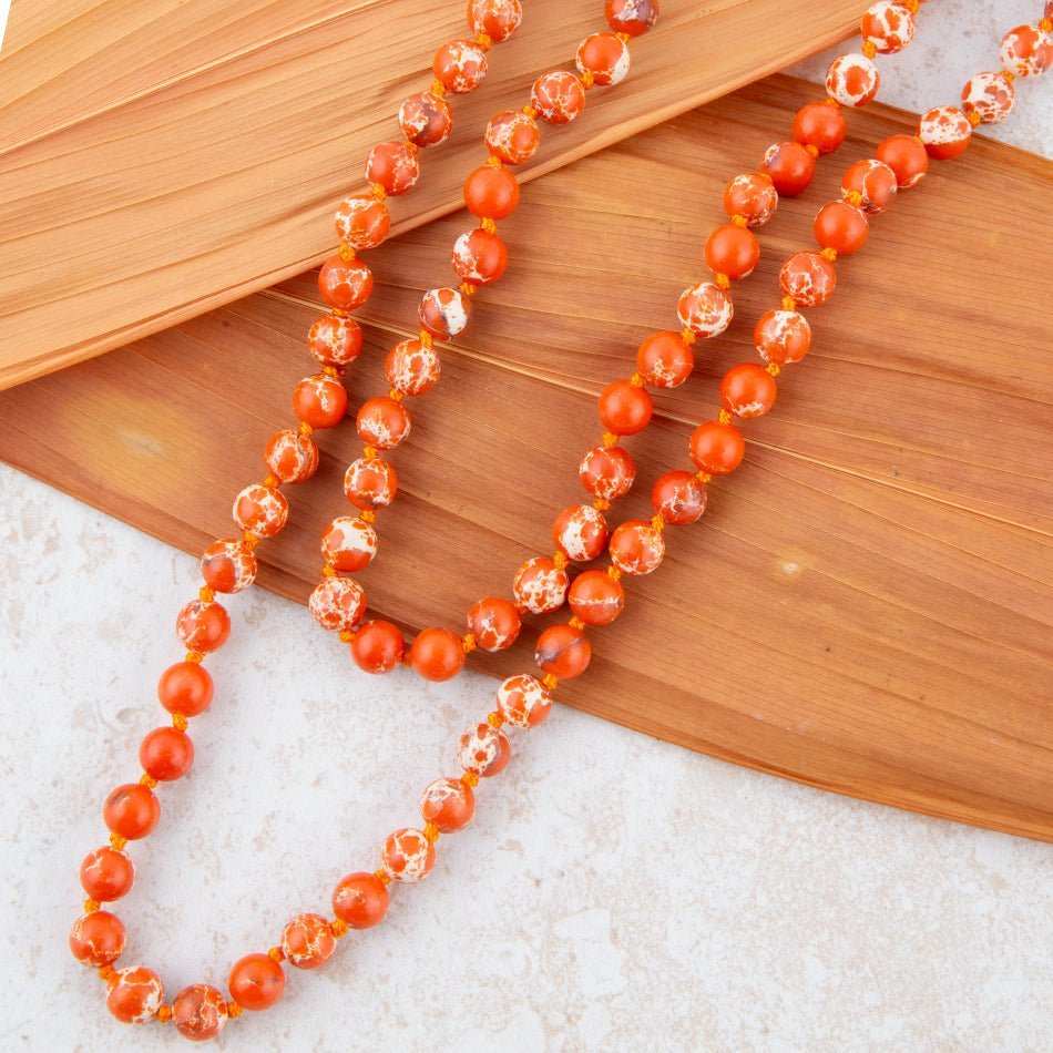 Immeasurable Bead Necklace - Polished Orange Jasper - Barse Jewelry - Flyclothing LLC
