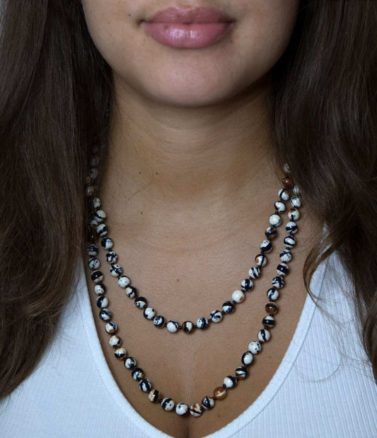 Immeasurable Jasper Black and White Wrap Necklace - Barse Jewelry - Flyclothing LLC