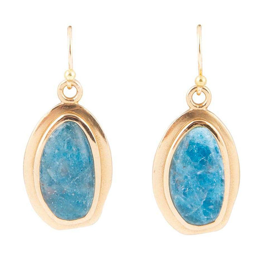 Impressions Blue Apatite Golden Drop Earrings - Barse Jewelry - Flyclothing LLC