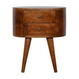 Chestnut Rounded Bedside Table - Artisan Furniture - Flyclothing LLC