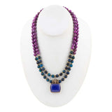 Indigo Blue Agate Pendant Statemen Golden Necklace - Barse Jewelry - Flyclothing LLC
