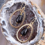 Inline Black Onyx Drop Golden Earrings - Barse Jewelry - Flyclothing LLC
