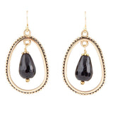 Inline Black Onyx Drop Golden Earrings - Barse Jewelry - Flyclothing LLC