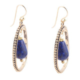 Inline Blue Lapis Drop Golden Earrings - Barse Jewelry - Flyclothing LLC