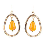 Inline Orange Jade Drop Golden Earrings - Barse Jewelry - Flyclothing LLC
