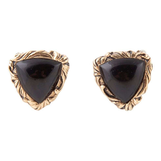Jacquard Black Onyx Golden Earrings - Barse Jewelry - Flyclothing LLC
