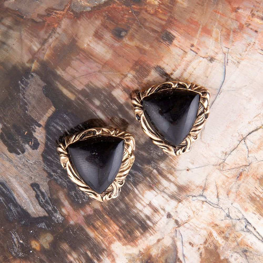 Jacquard Black Onyx Golden Earrings - Barse Jewelry - Flyclothing LLC