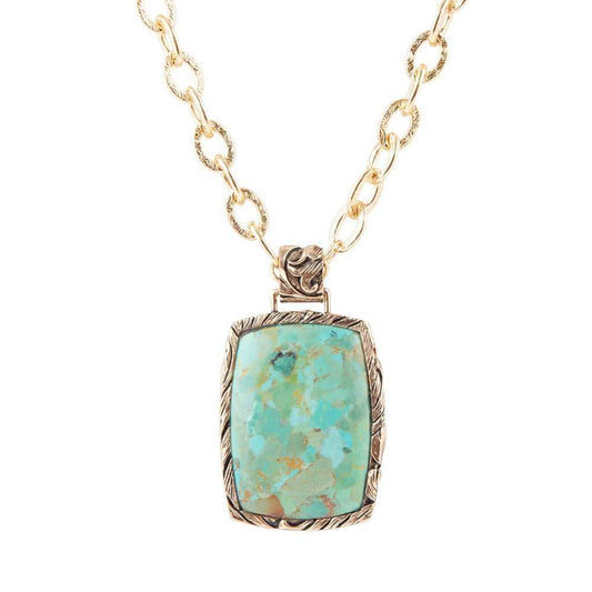 Jacquard Blue Turquoise Golden Pendant Necklace - Barse Jewelry - Flyclothing LLC
