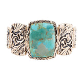 Jacquard Blue Turquoise Solid Golden Cuff Bracelet - Barse Jewelry - Flyclothing LLC