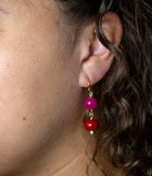 Jade Pink Fuchsia Sunset Red Golden Drop Earrings - Barse Jewelry - Flyclothing LLC