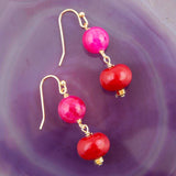 Jade Pink Fuchsia Sunset Red Golden Drop Earrings - Barse Jewelry - Flyclothing LLC