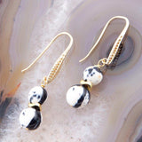 Agate Black and White Neutrals Golden Drop Earrings - Barse Jewelry - Flyclothing LLC