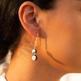 Agate Black and White Neutrals Golden Drop Earrings - Barse Jewelry - Flyclothing LLC