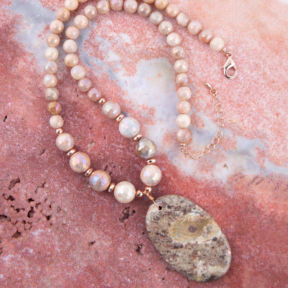 Jasper Slab in Pink Necklace - Barse Jewelry - Flyclothing LLC